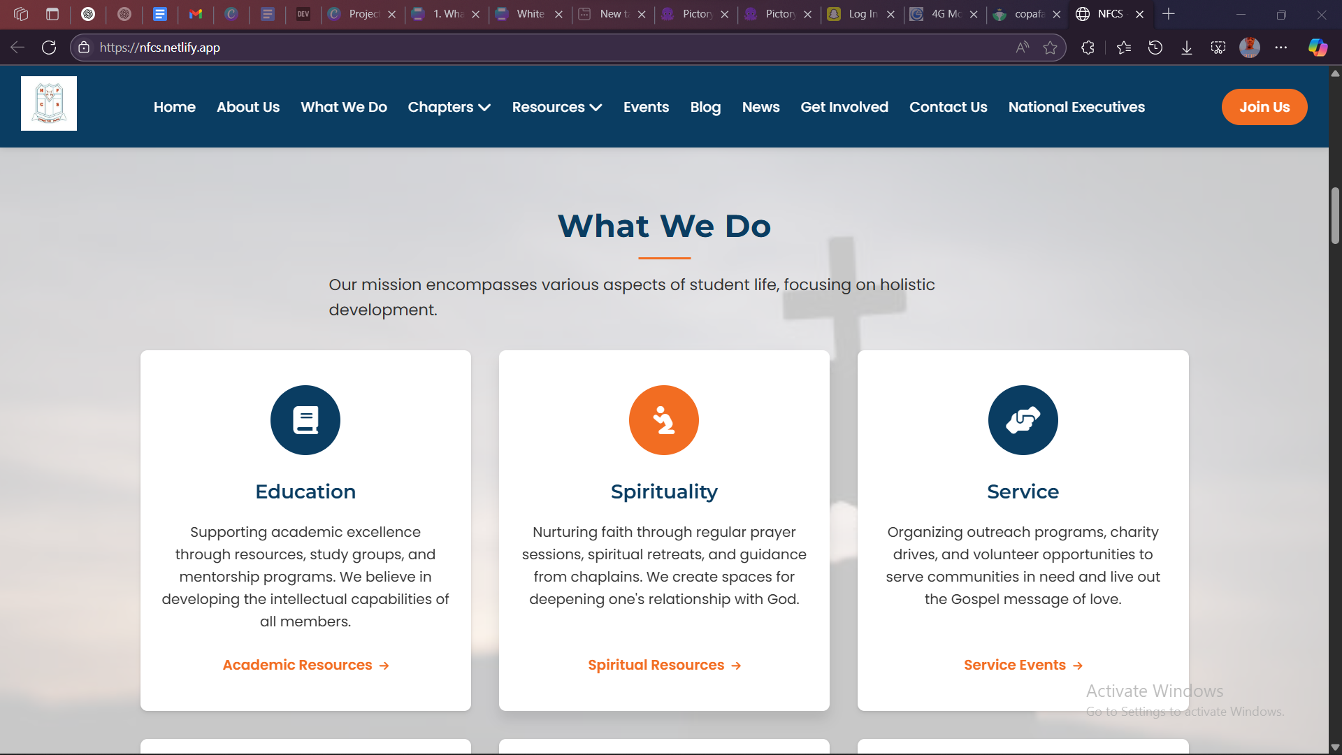 NFCS Website Screenshot